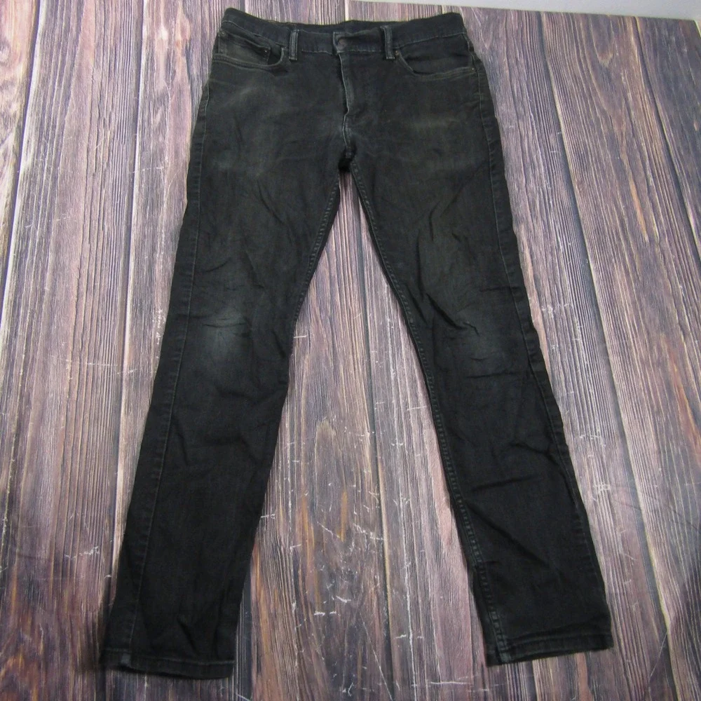 Levi's 511 Slim Fit Jeans Mens 33x32 Black Denim Stretch Cotton II69-27